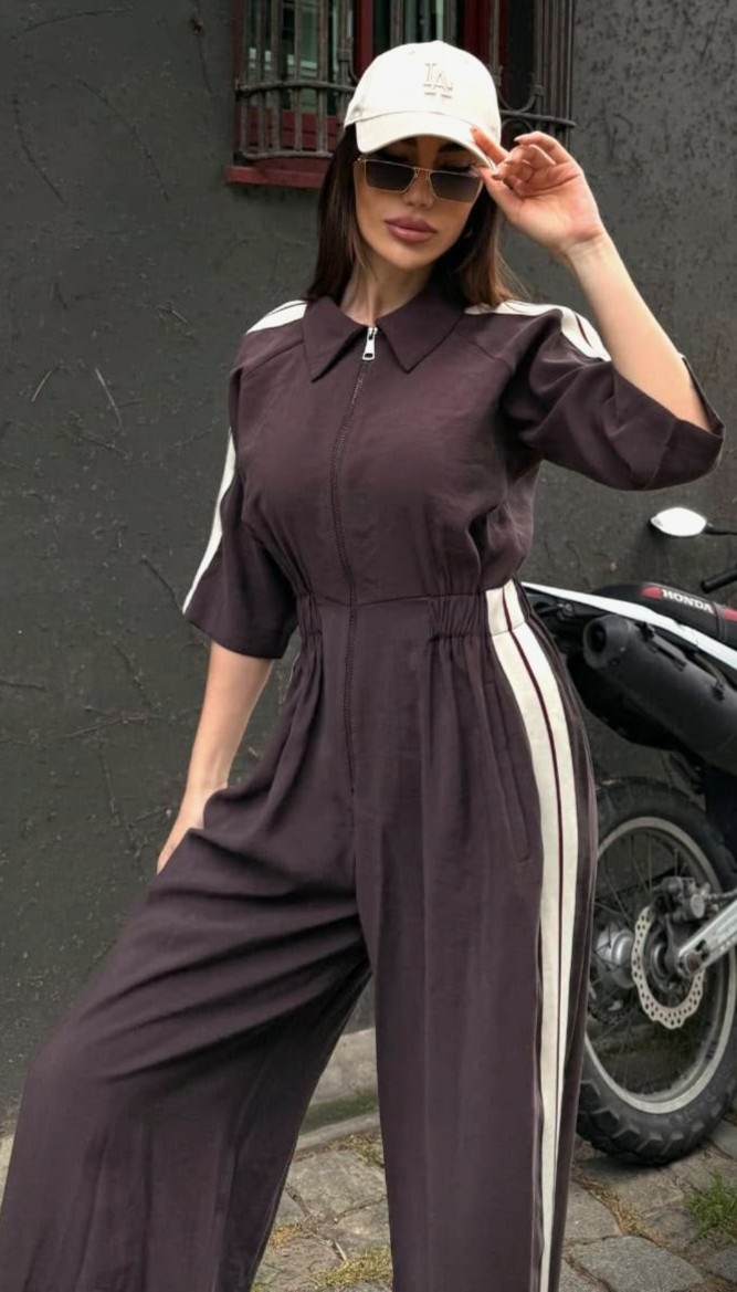 Dark zip-front jumpsuit from Rhyme & Hype